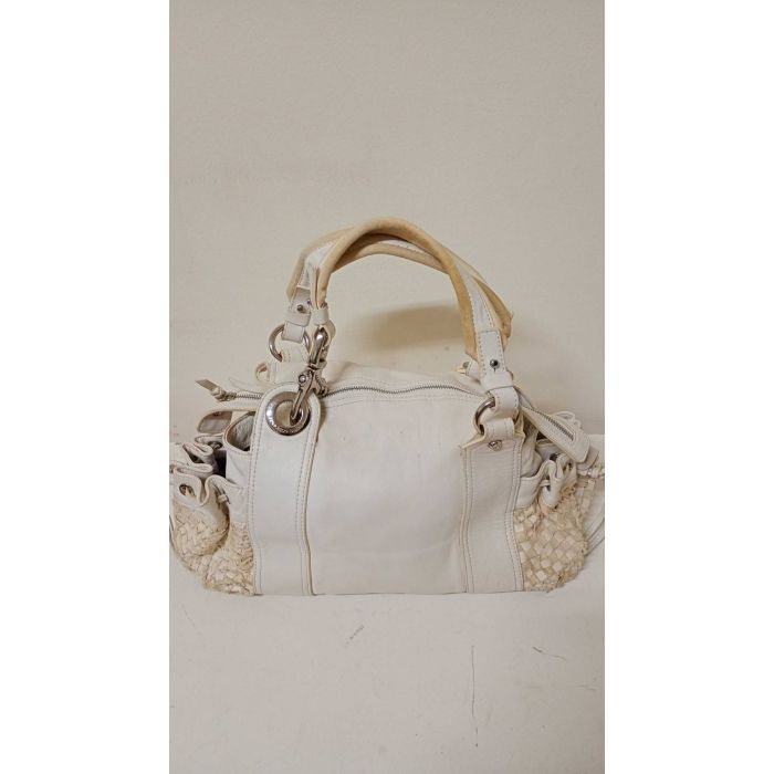 Francesco Biasia White Sheep Leather Handbag
