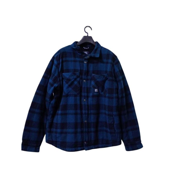 Vintage Industries Blue Plaid Flannel Shirt Jacket XXL