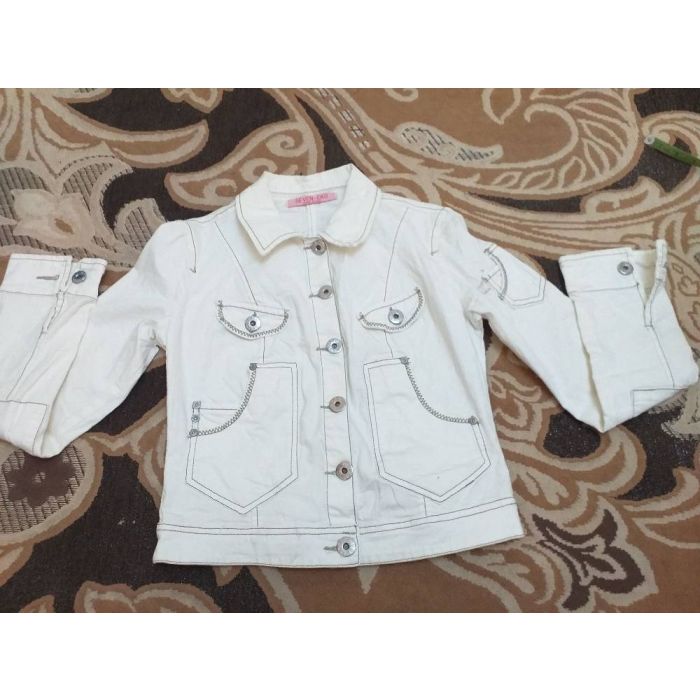 Women's White Cropped Casual Jacket
