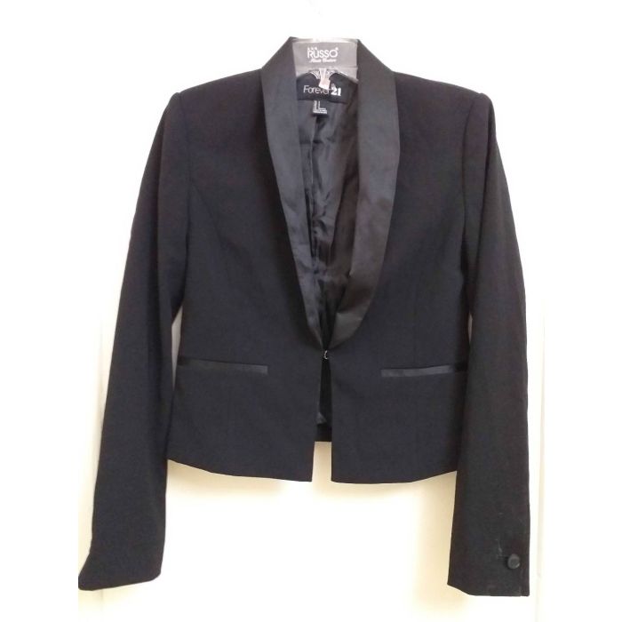 Cropped Shawl Lapel Tuxedo Blazer