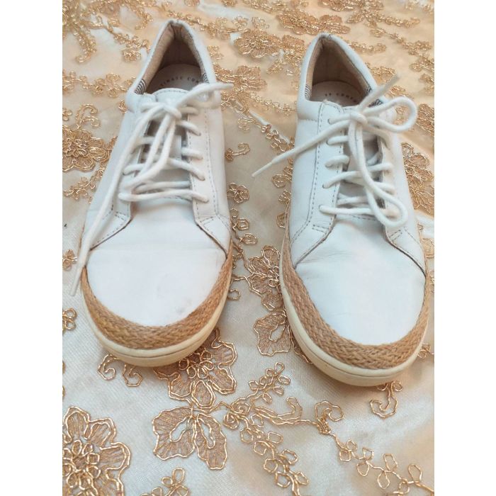 Colectto Women's White Leather Espadrille Platform Sneakers US 6.5 UK 4 CW820