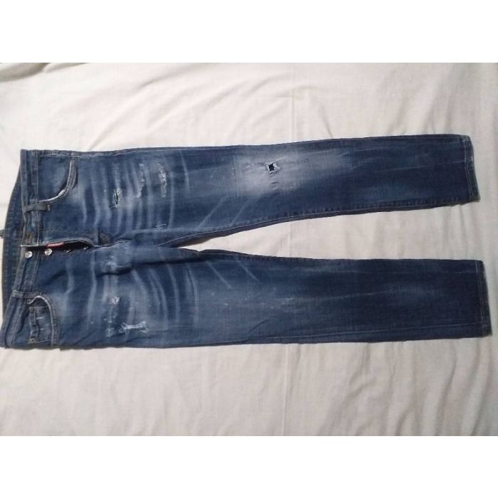 Dsquared2 Distressed Washed Blue Denim Slim Fit Jeans