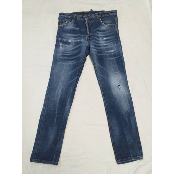Dsquared2 Distressed Washed Blue Denim Slim Fit Jeans