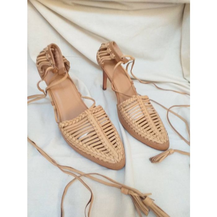 Ulla Johnson Woven Leather Lace-up Sandals