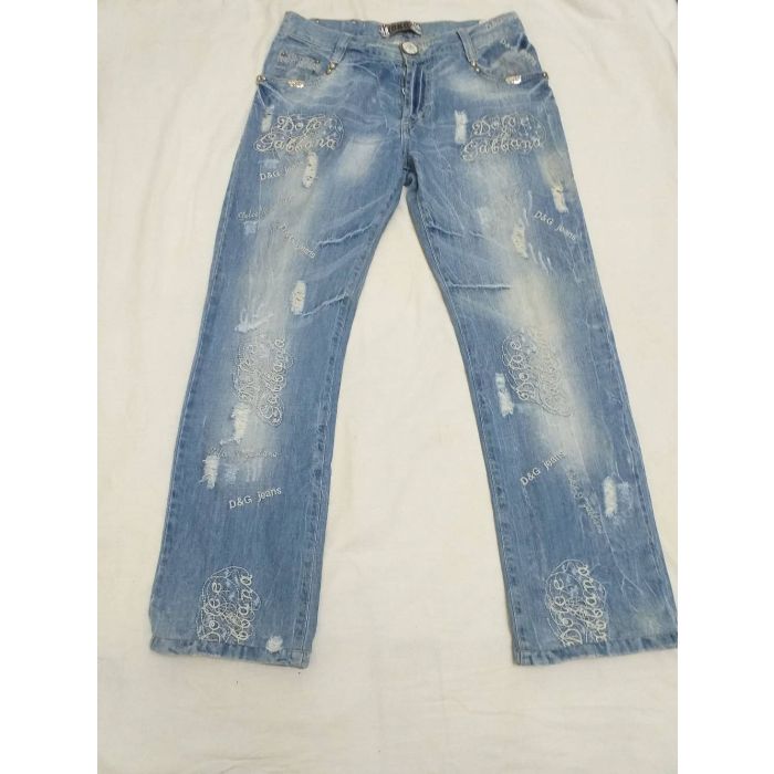 Distressed Embroidered Jeans