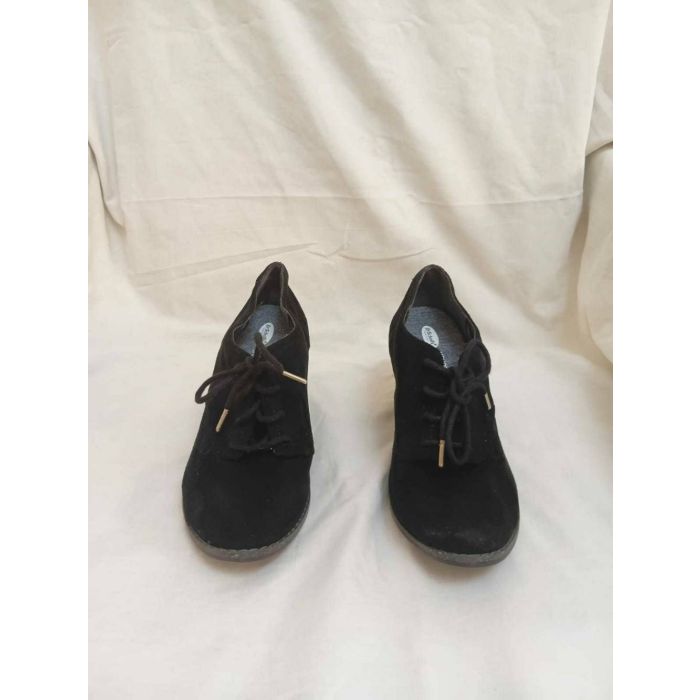 Women's Black Suede Lace-Up Block Heel Ankle Boots