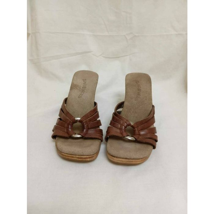Women's SARENZA Leather Block Heel Slide Sandals