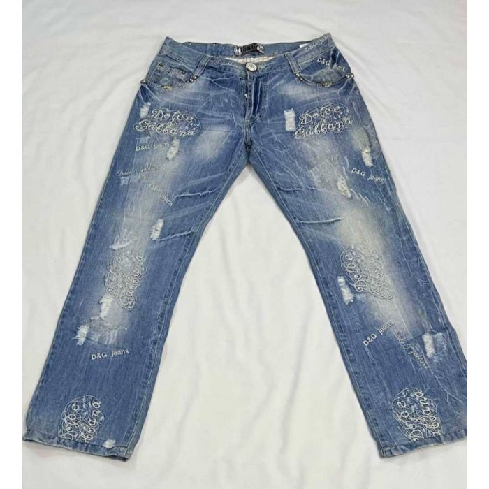 Embellished Distressed Embroidered Logo Jeans
