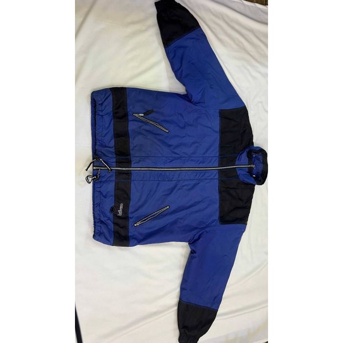 CMP Vintage Blue Black Color Block Full Zip Windbreaker Jacket