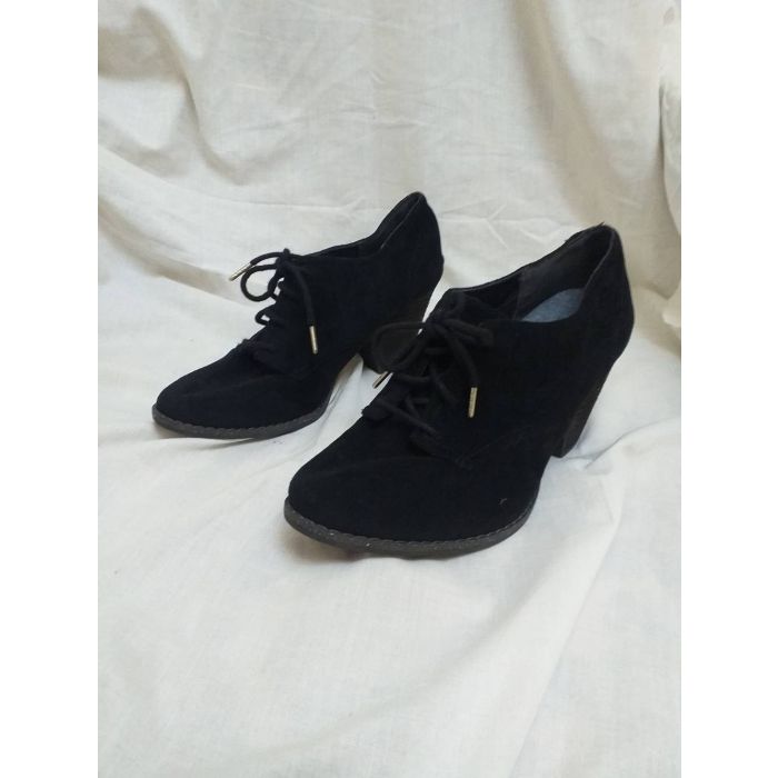 Dr. Scholl's Black Suede Lace-up Block Heel Booties