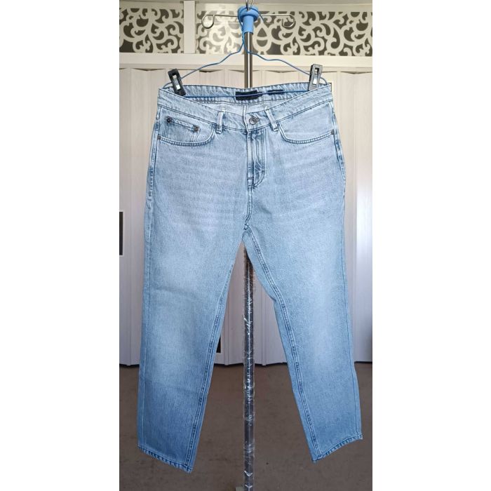 Massimo Dutti Men's Tapered Fit Light Wash Denim Jeans
