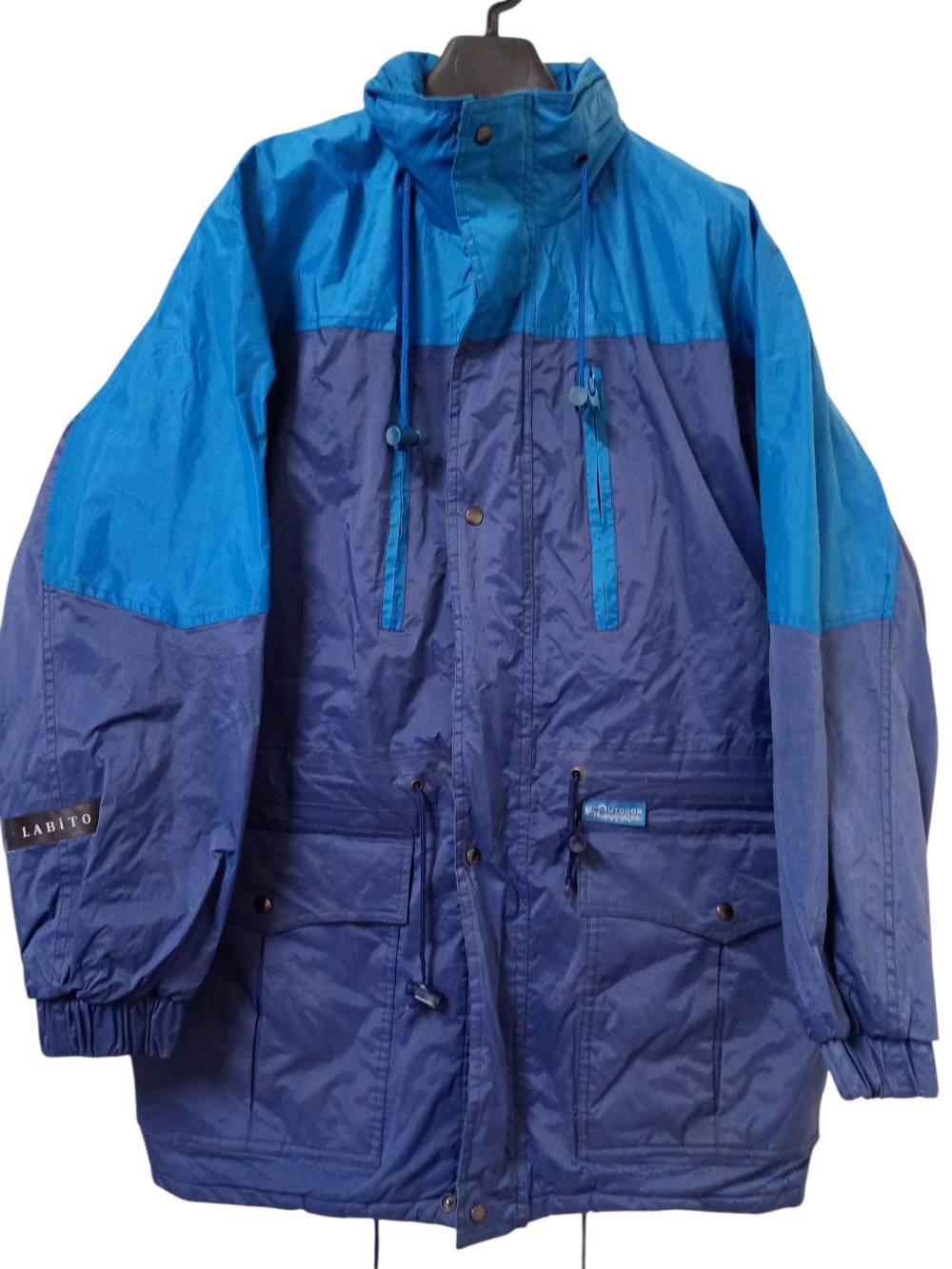 Men's Vintage Two-Tone Blue Outdoor Windbreaker Jacket
