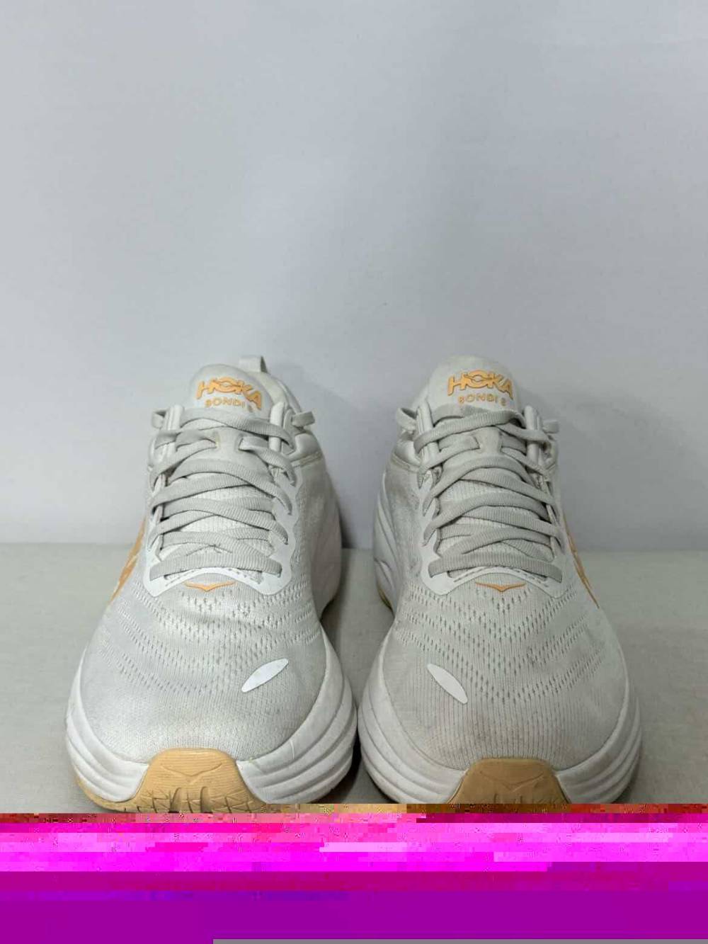 Hoka One One Women's Bondi 8 1127952 WLP Running Shoes White Peach Size 11B