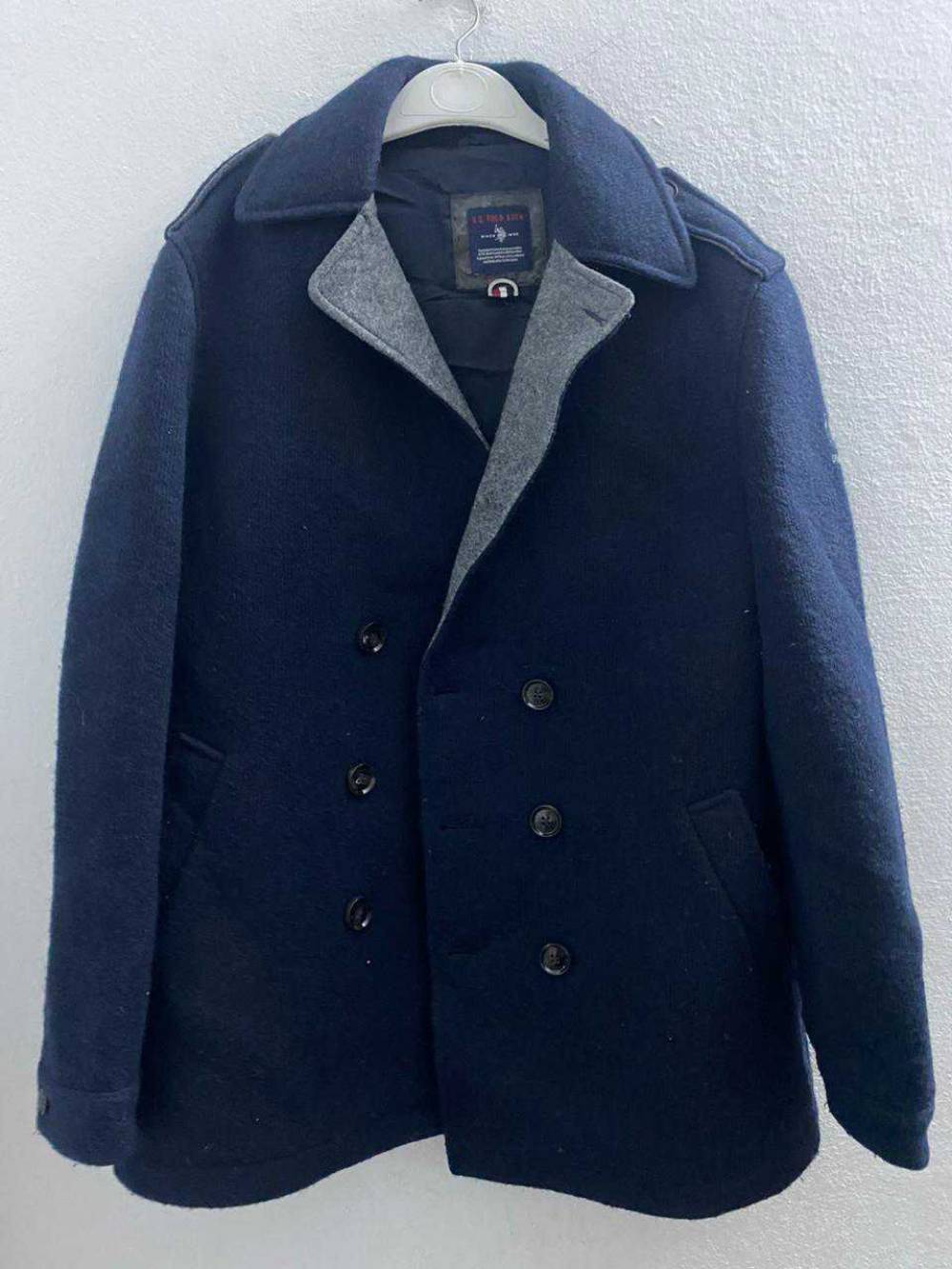 U.S. POLO ASSN. Men's Navy Wool Blend Peacoat