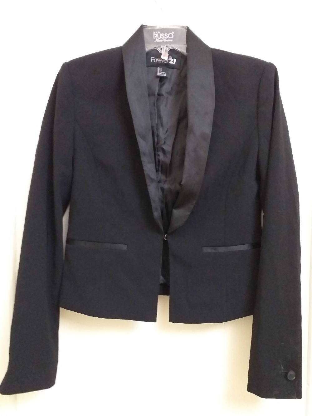 Cropped Shawl Lapel Tuxedo Blazer