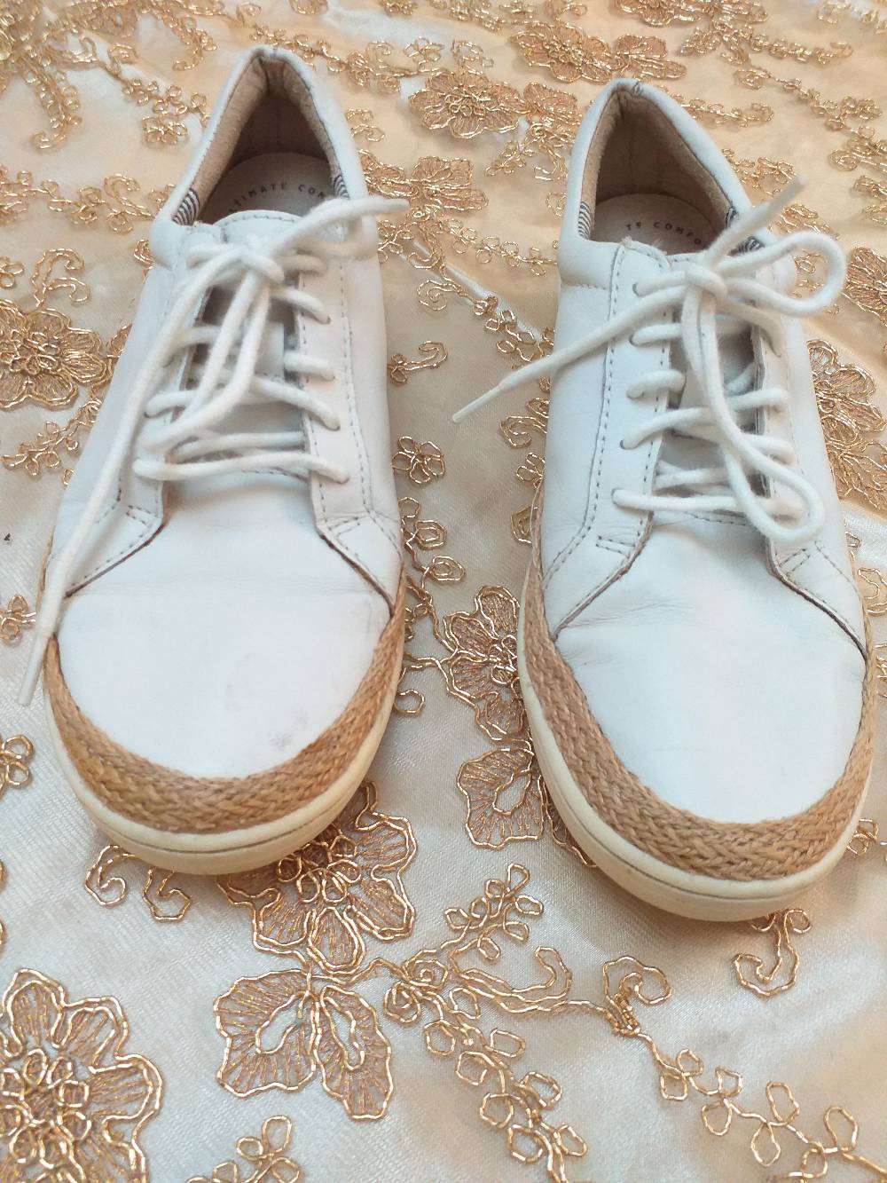 Colectto Women's White Leather Espadrille Platform Sneakers US 6.5 UK 4 CW820