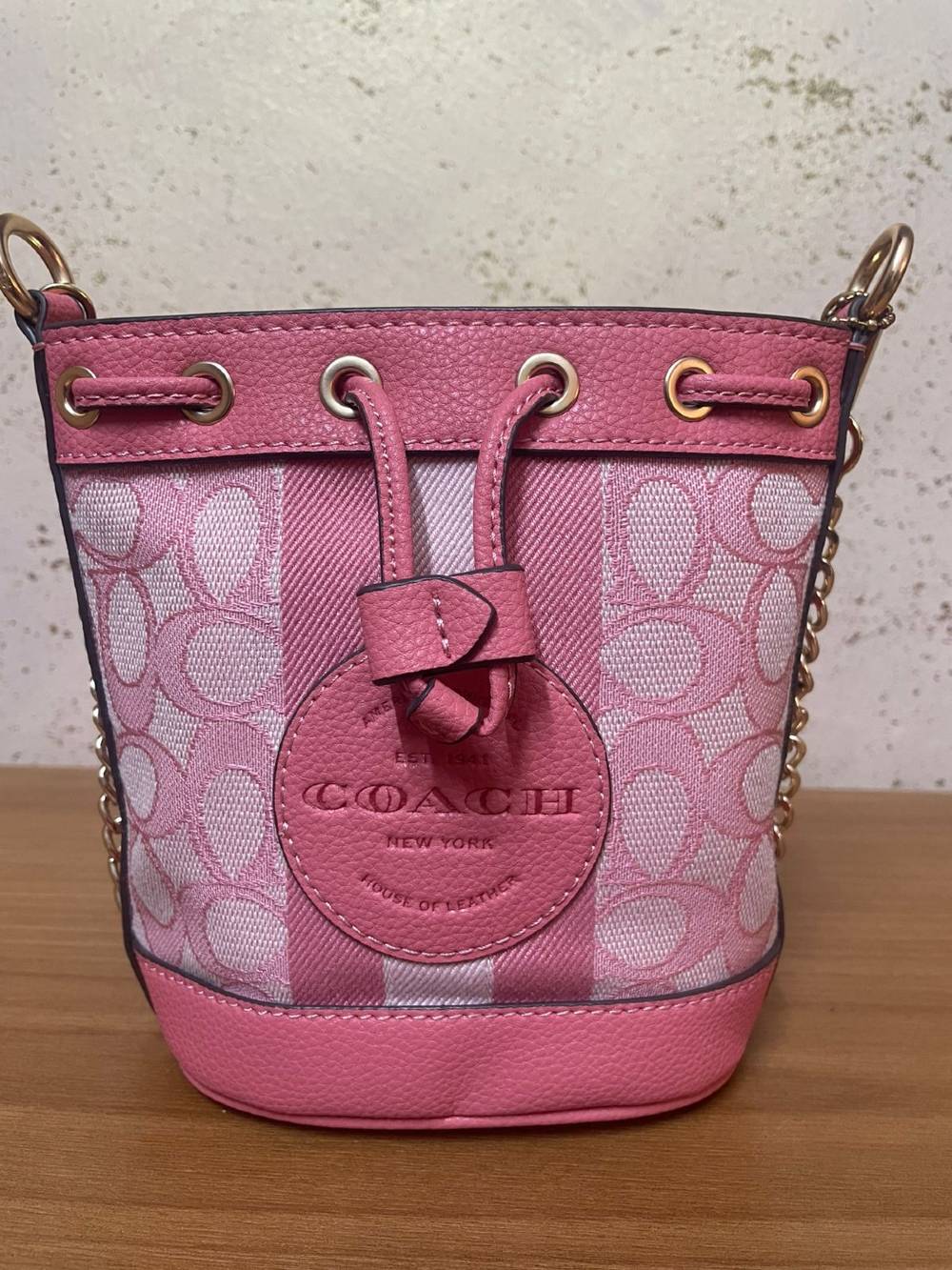 Coach Dempsey Mini Bucket Bag 15 in Signature Canvas with Stripe