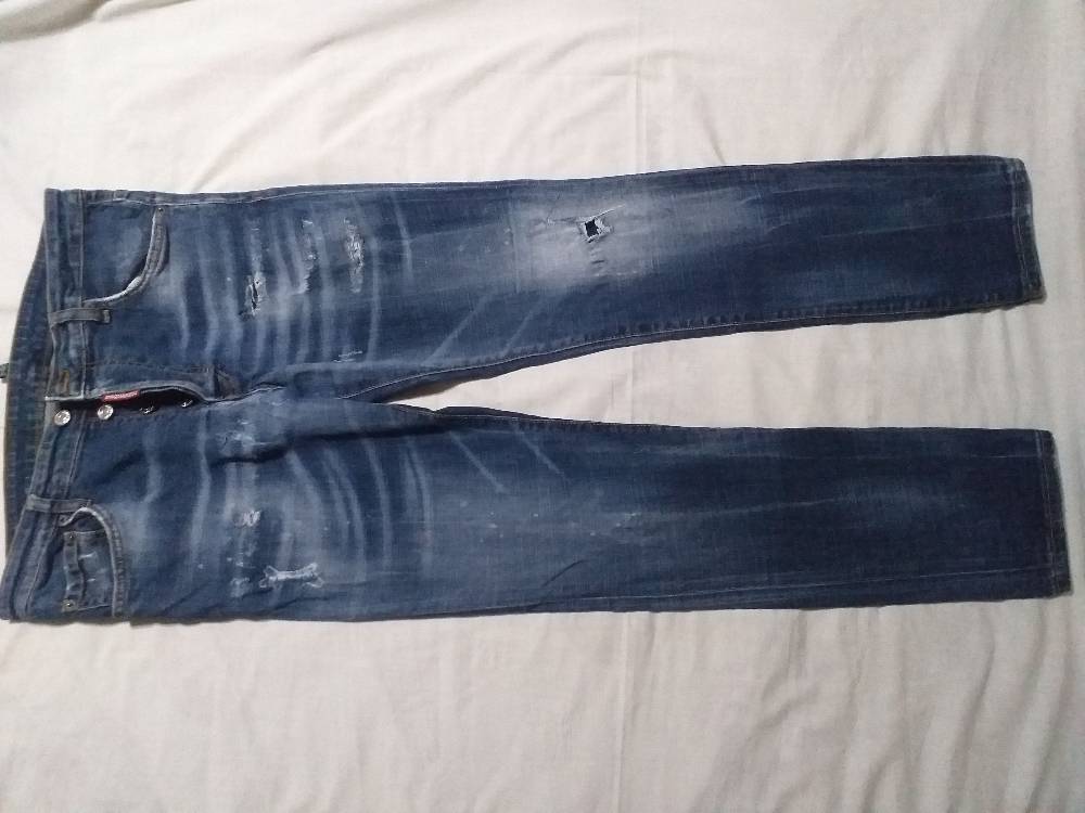 Dsquared2 Distressed Washed Blue Denim Slim Fit Jeans