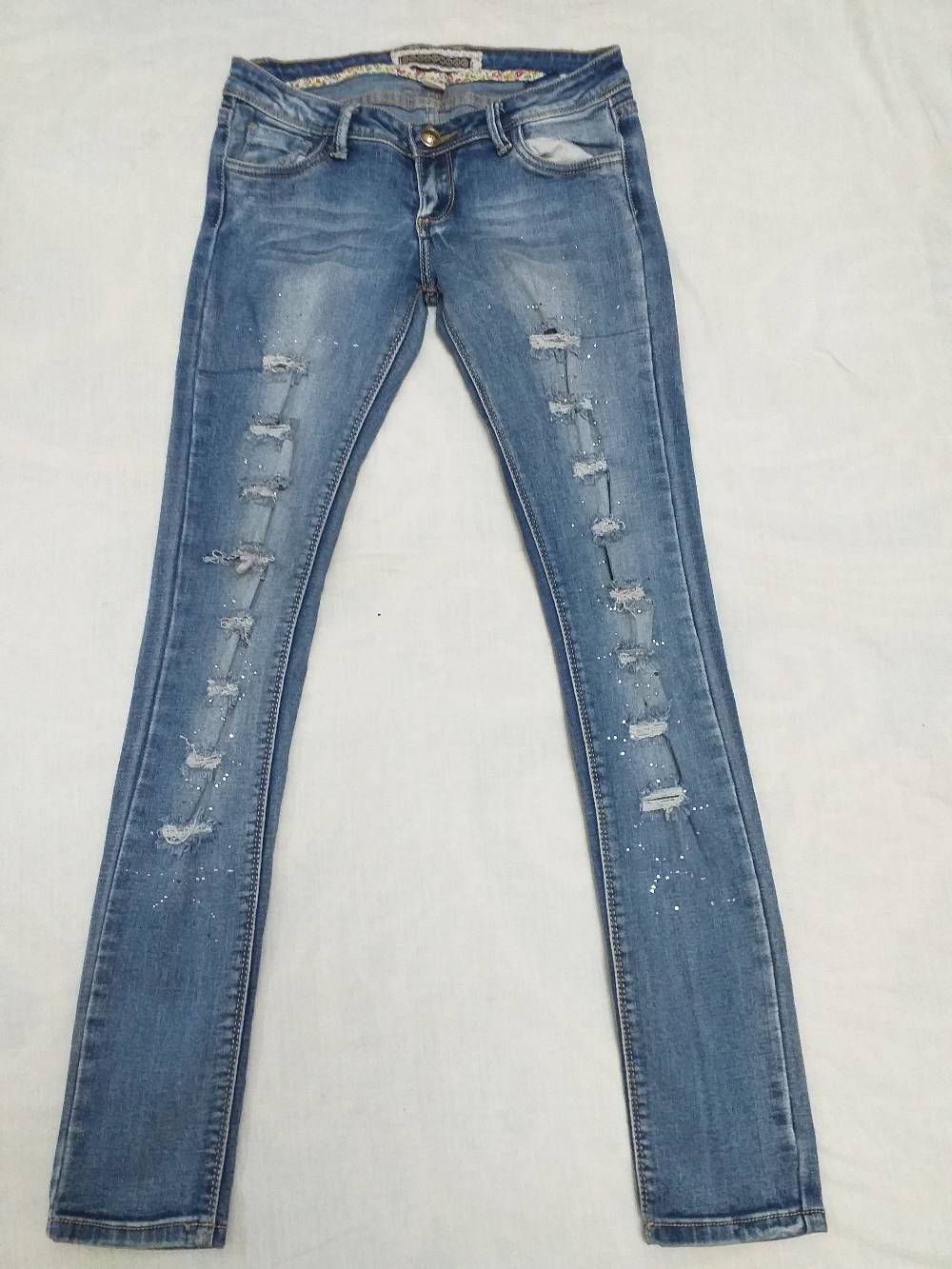 Monnalisa Girls Distressed Skinny Jeans with Glitter