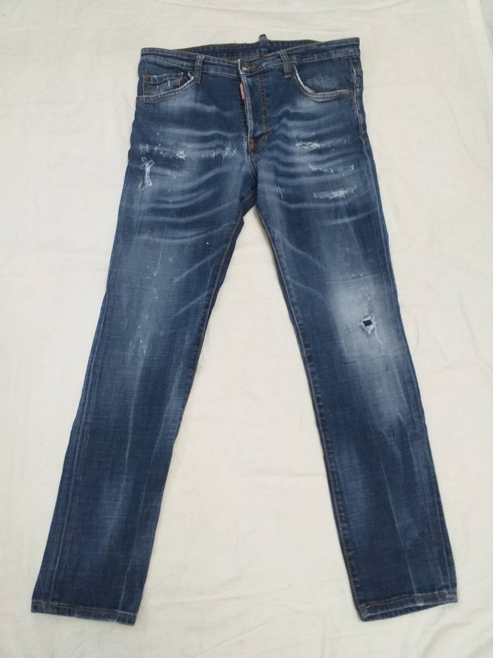 Dsquared2 Distressed Washed Blue Denim Slim Fit Jeans
