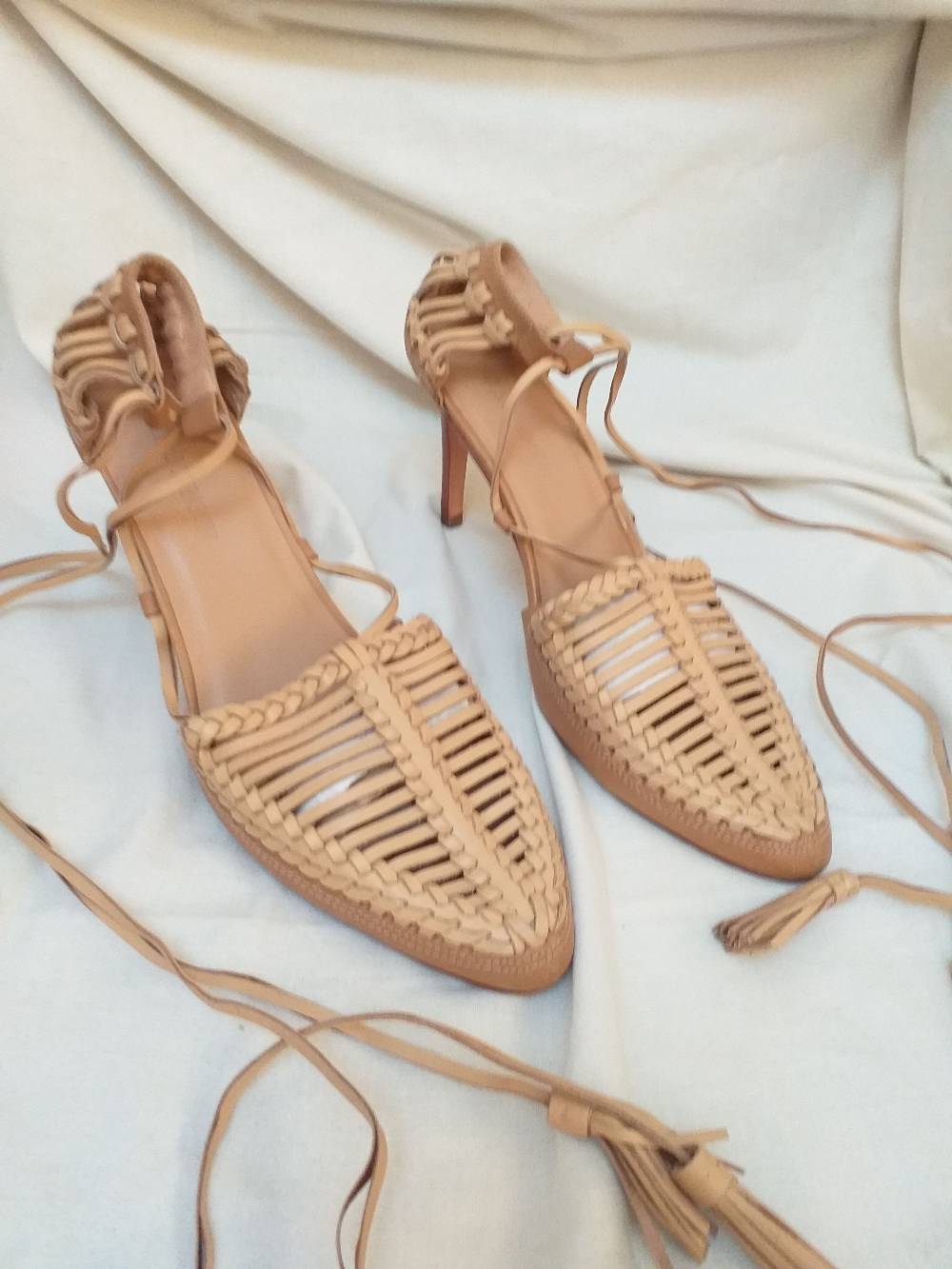Ulla Johnson Woven Leather Lace-up Sandals