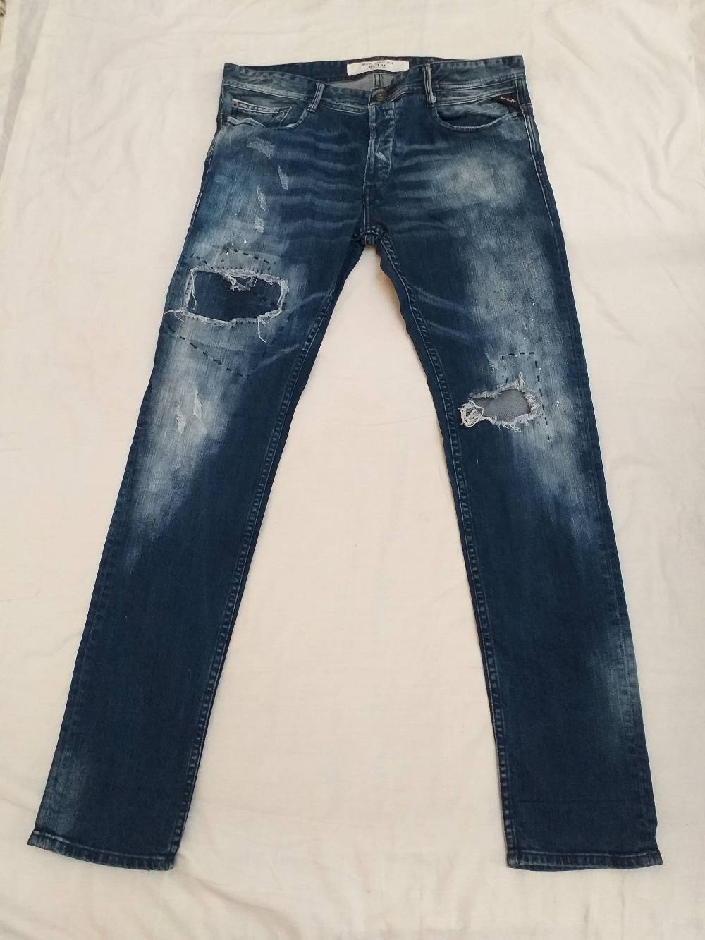 Replay MA 964A Distressed Ripped Washed Denim Jeans
