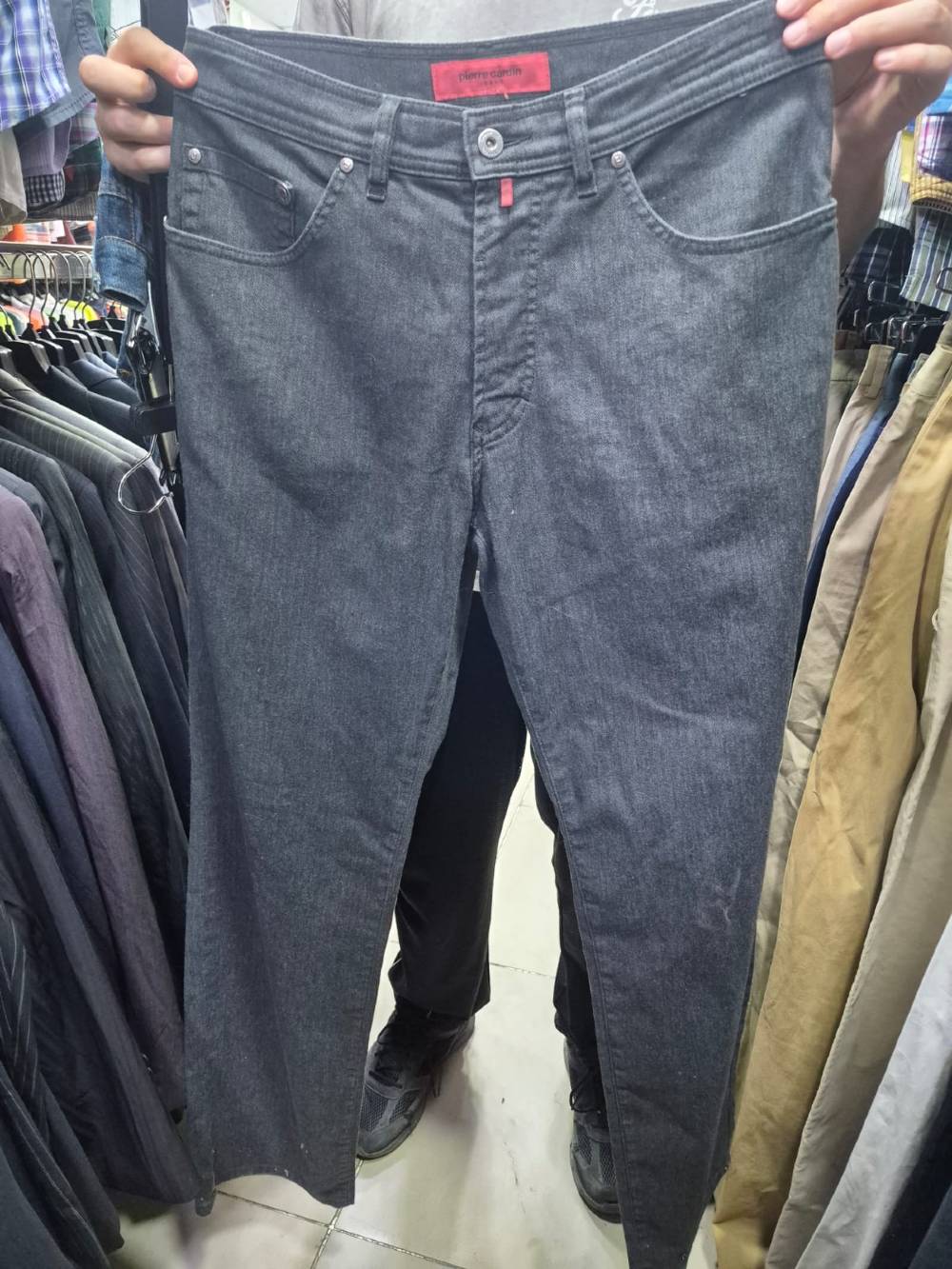 Men's Pierre Cardin Dark Grey Stretch Denim Jeans
