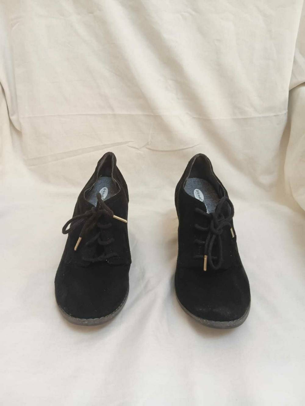 Women's Black Suede Lace-Up Block Heel Ankle Boots