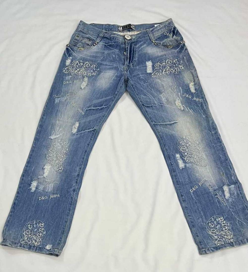 Embellished Distressed Embroidered Logo Jeans