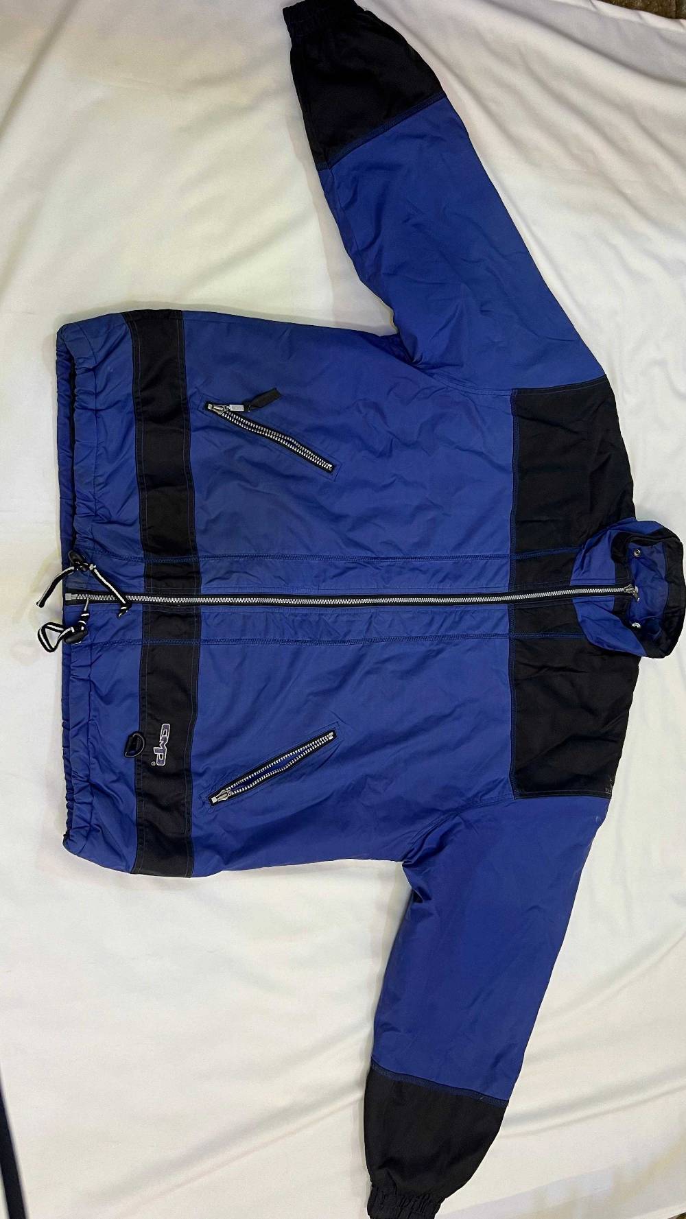 CMP Vintage Blue Black Color Block Full Zip Windbreaker Jacket