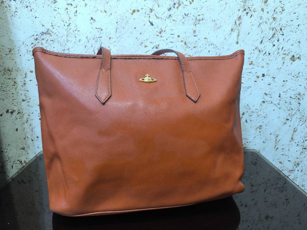 Vivienne Westwood Anglomania Leather Orb Logo Tote Bag